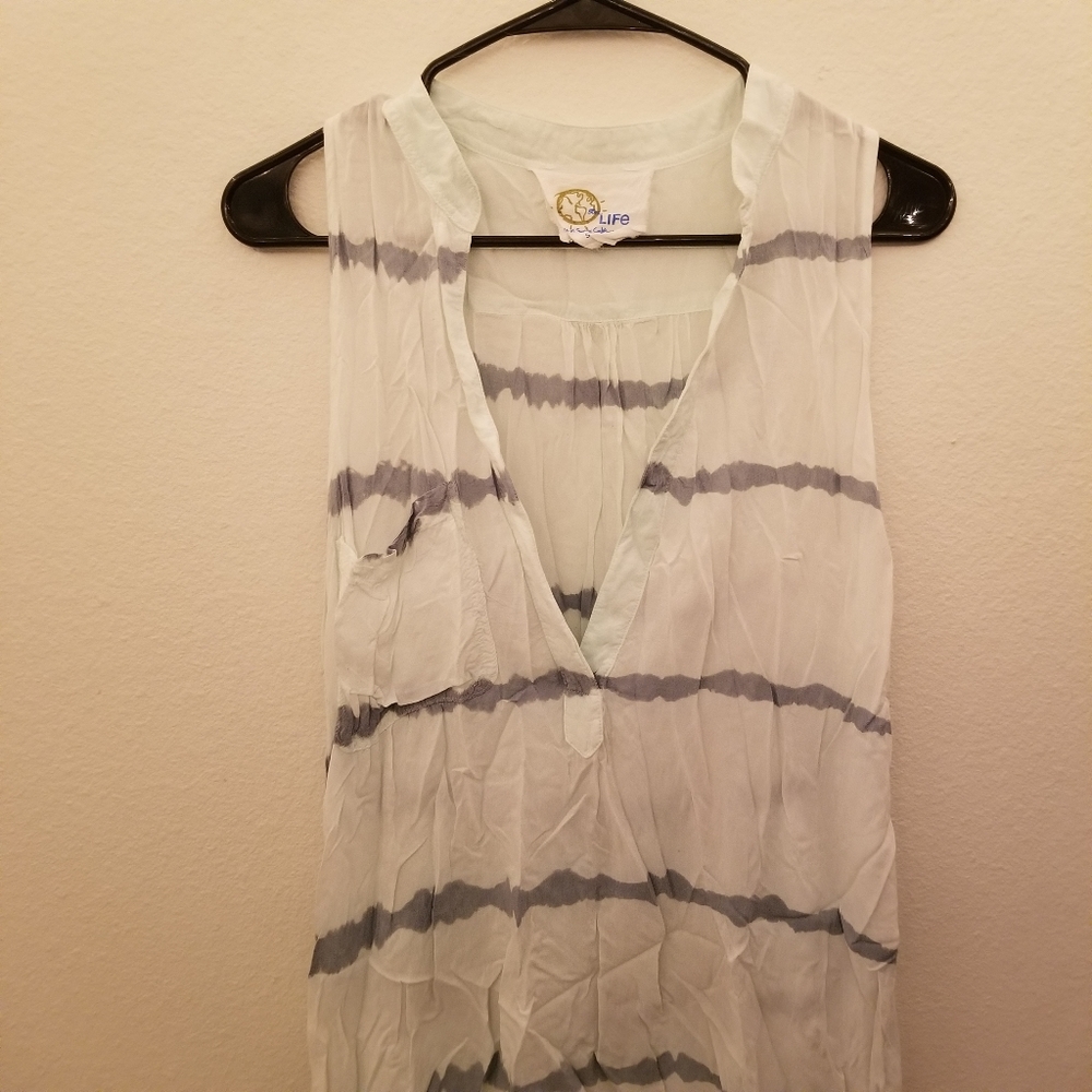Blue Life high low striped tank top flowy - Picture 2 of 6